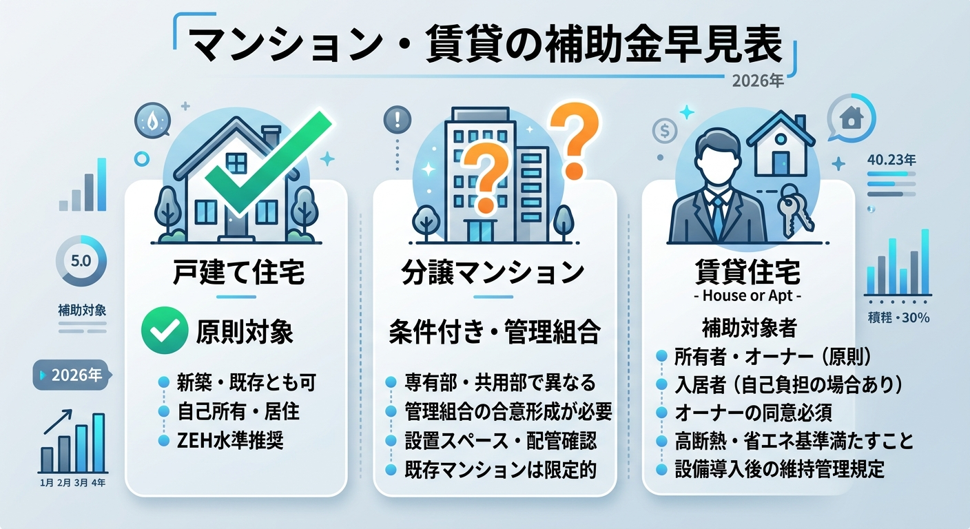 マンション・賃貸でもエコキュート補助金は使える？の補助金解説図