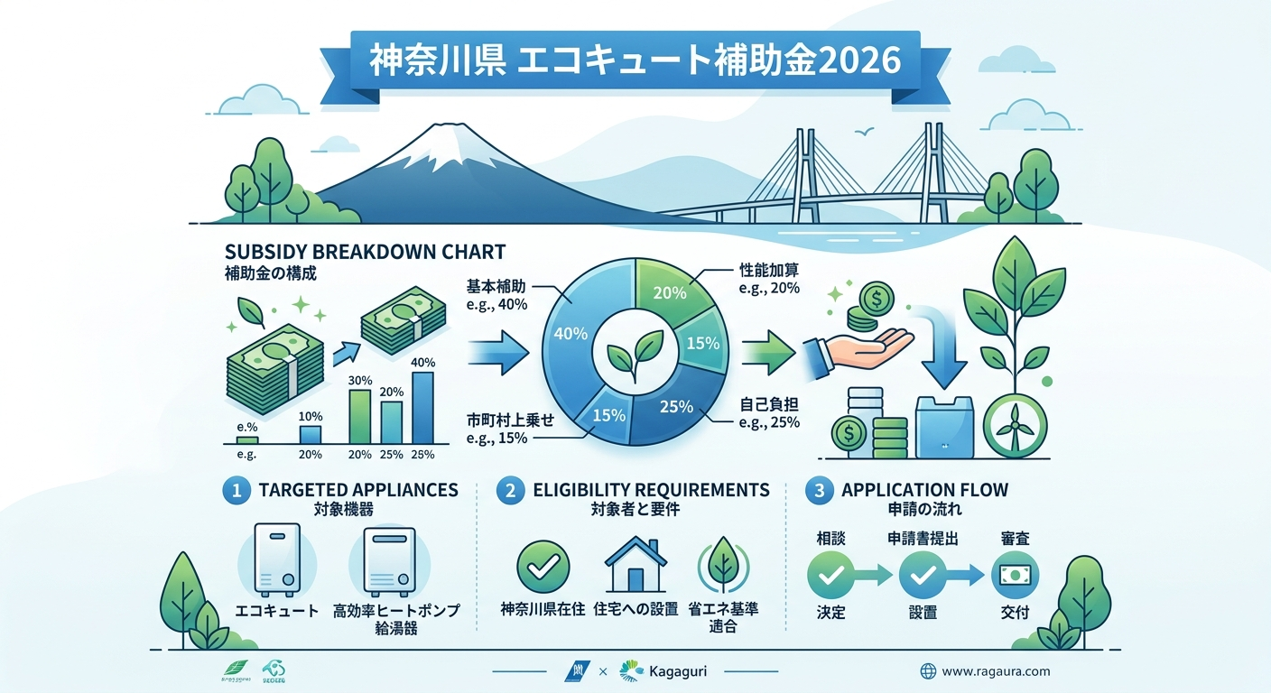 神奈川県 エコキュート補助金2026｜申請方法・条件まとめの補助金解説図
